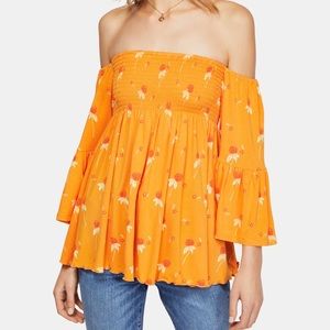 🌼 Free People Lana Off the Shoulder Top in Golden Poppy